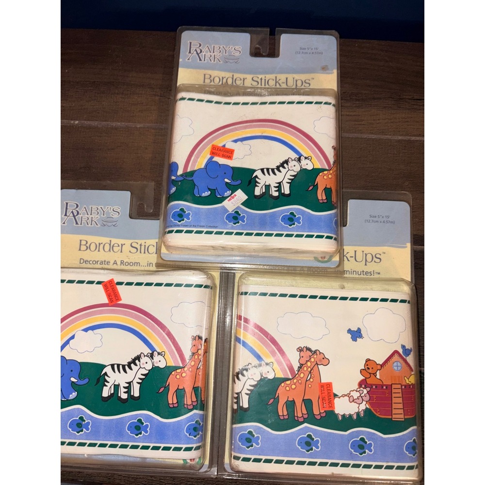 Priss Prints Babys Ark Border Stick-Ups Noahs Ark Nursery Decor 42346 Lot of 3